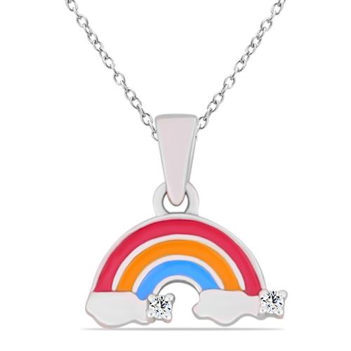 KIDS RAINBOW ENAMEL PENDANT IN 925 SILVER WITH GEMSTONES | JEWELPIN WHOLESALE EXPORTER USA
